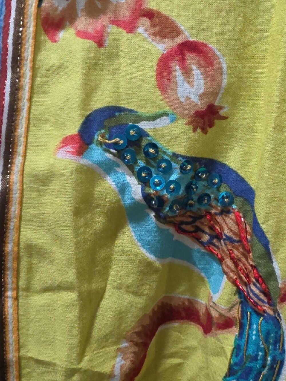 Aratta Silent Journey Women Open Front Floral Peacock Birds Kimono Carnigan - Picture 8 of 12
